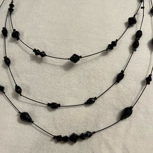 3 Stranded black beaded necklace